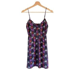 Urban Outfitters Ecote Silk Slip Button Front Mini Dress Multicolor XS